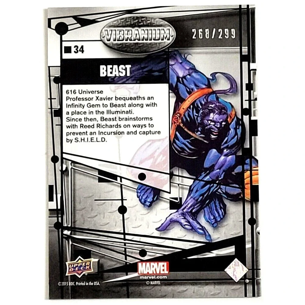 2015 MARVEL VIBRANIUM BEAST 268/299 MOLTEN RARE RAW‎ FRAME VARIANT X-MEN